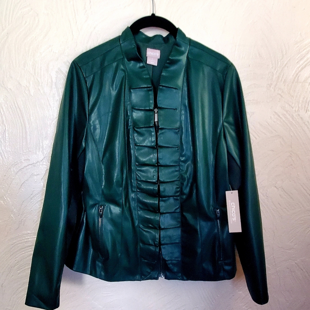 Aurora Green Faux Leather Jacket